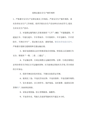 道路运输安全生产操作规程.docx
