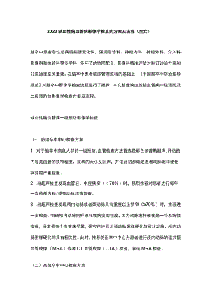 2023缺血性脑血管病影像学检查的方案及流程（全文）.docx