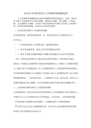 企业在不同阶段的人力资源管理战略选择.docx