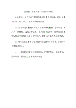 安全员（班组长兼）安全生产职责.docx
