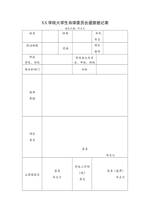 大学生自律委员会退部干事信息表.docx