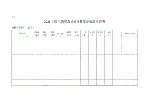 2023年防汛物资及机械设备储备情况检查表.docx
