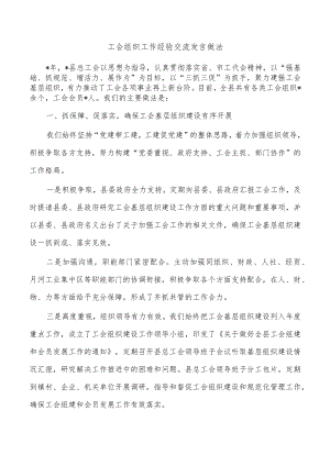 工会组织工作经验交流发言做法.docx