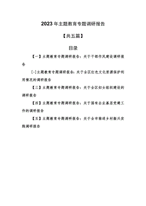 （5篇）2023年主题教育专题调研报告.docx