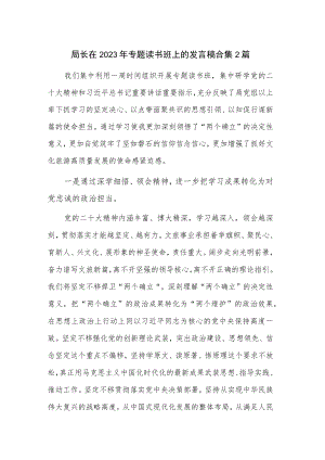 局长在2023年专题读书班上的发言稿合集2篇.docx