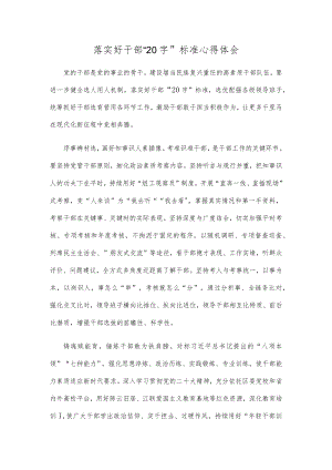 落实好干部“20字”标准心得体会.docx