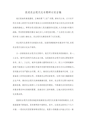 促进农业现代化专题研讨发言稿.docx
