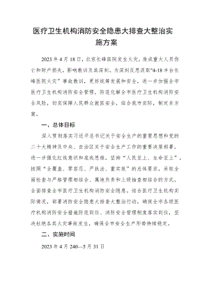 医疗卫生机构消防安全隐患大排查大整治实施方案.docx