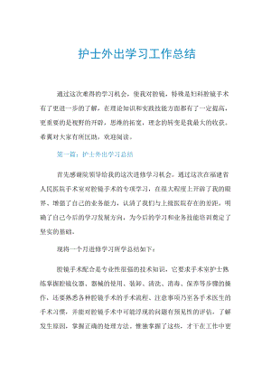 护士外出学习工作总结.docx