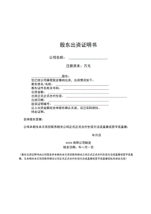 财务制度股东出资证明书V.docx