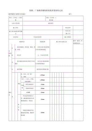 表5.32.4 园路、广场硬质铺装 检验批质量验收记录.docx