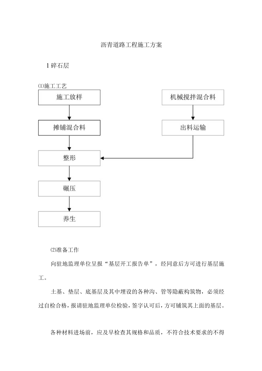 沥青道路工程施工方案.docx_第1页