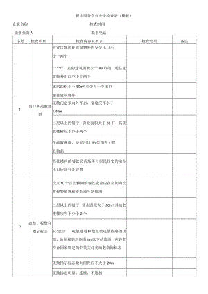 餐饮服务企业安全检查表（模板）.docx