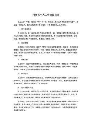 村文书个人工作总结范文.docx