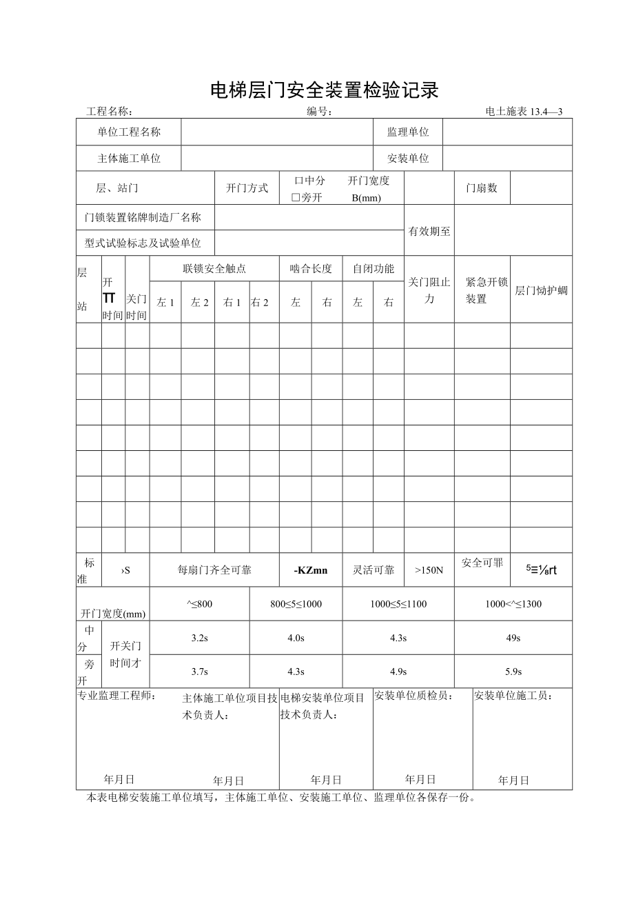13.4—3电梯层门安全装置检验记录.docx_第1页