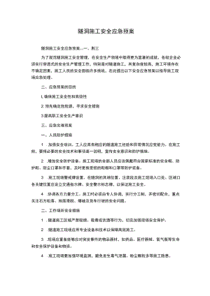 隧洞施工安全应急预案.docx