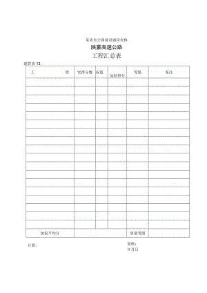 建管表13 工程汇总表工程文档范本.docx