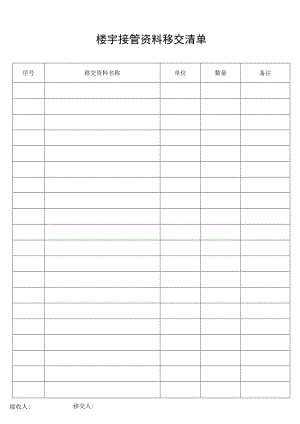 楼宇接管资料移交清单secret工程文档范本.docx