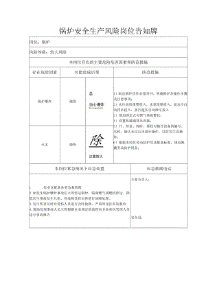 锅炉安全生产风险岗位告知牌.docx