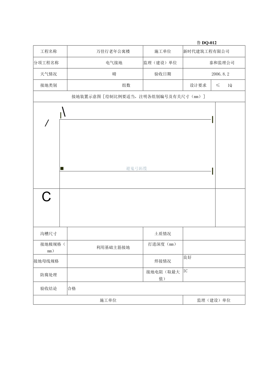复件 鲁DQ—012电气接地装置隐蔽验收记录.docx_第2页