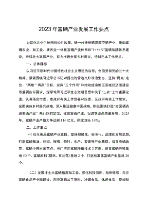 2023年富硒产业发展工作要点.docx
