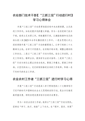 农经部门技术干部【“三抓三促”行动进行时】学习心得体会精选范文(三篇).docx