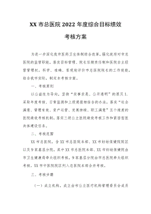 XX市总医院2022年度综合目标绩效考核方案.docx