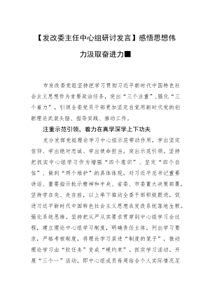 【发改委主任中心组研讨发言】感悟思想伟力 汲取奋进力量.docx