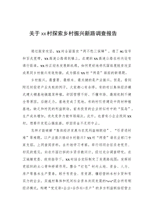 关于xx村探索乡村振兴新路调查报告.docx