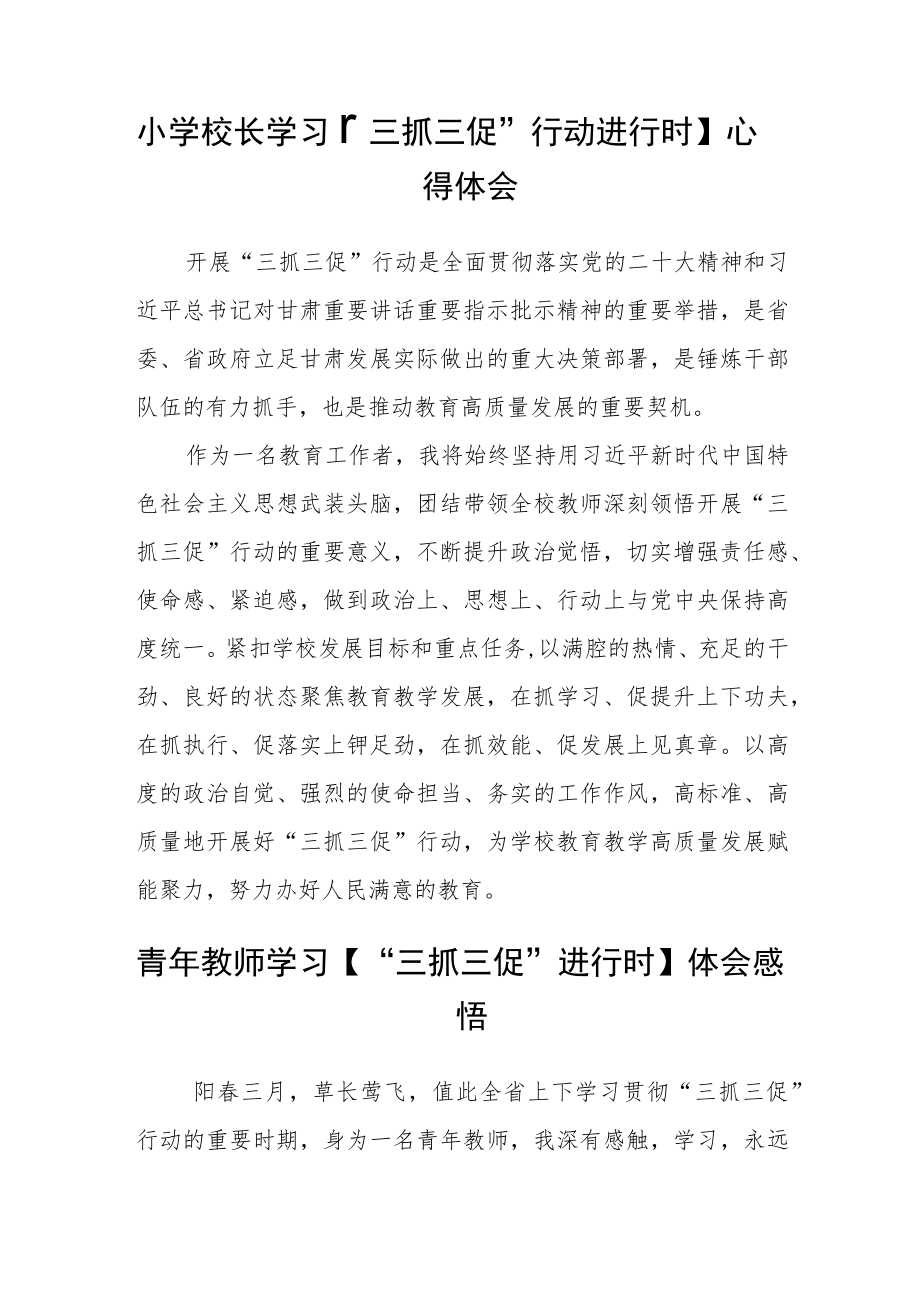 教师学习【“三抓三促”进行时】心得体会精选范文(3篇).docx_第2页