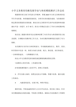 小学义务教育均衡发展学业与体质模拟测评工作总结.docx