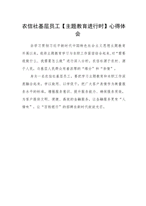 农信社基层员工【主题教育进行时】心得体会.docx