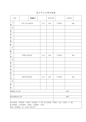 员工个人工作量评估表.docx