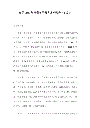 在区2023年度青年干部人才座谈会上的发言.docx