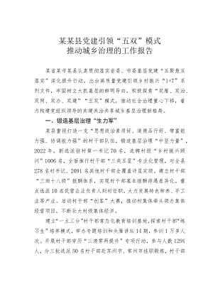 某某县党建引领“五双”模式推动城乡治理的工作报告.docx