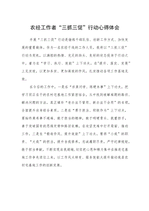 农经工作者“三抓三促”行动心得体会精选范文(3篇).docx