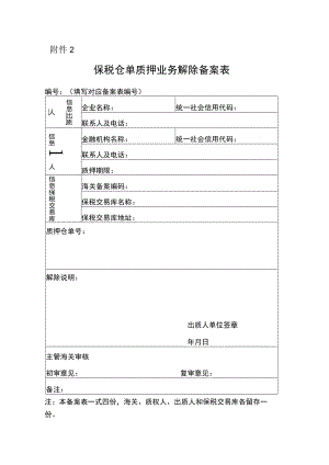 保税仓单质押业务解除备案表.docx