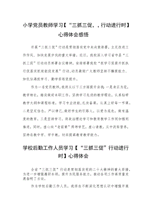 小学党员教师学习【“三抓三促”行动进行时】心得体会感悟精选范文(三篇).docx