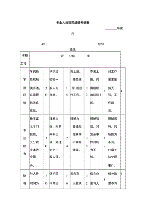 专业人员服务成绩考核表.docx