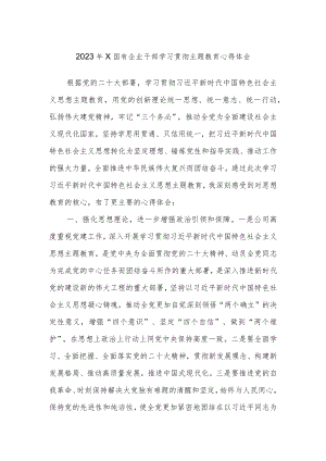 2023年X国有企业干部学习贯彻主题教育心得体会.docx