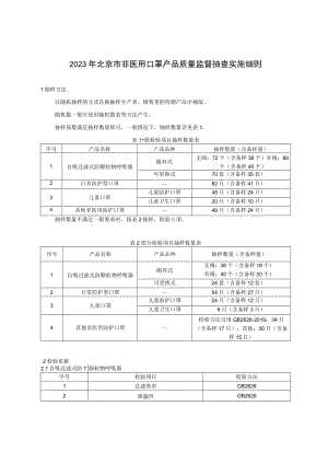 2023年北京市非医用口罩产品质量监督抽查实施细则.docx