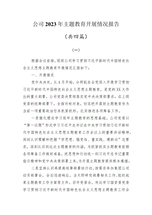 公司2023年主题教育开展情况报告阶段性汇报材料共四篇.docx
