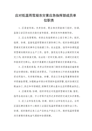 应对低温雨雪凝冻灾害应急指挥部成员单位职责.docx