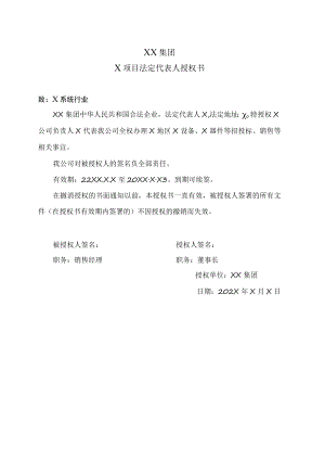 XX集团X项目法定代表人授权书.docx