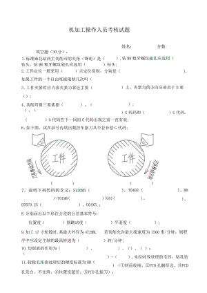 机加工操作人员考核试题.docx