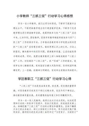 小学教师“三抓三促”行动学习心得感想精选范文(3篇).docx