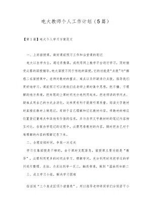 电大教师个人工作计划(5篇).docx