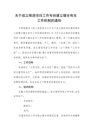 关于成立推进项目工作专班建立健全有关工作机制的通知.docx