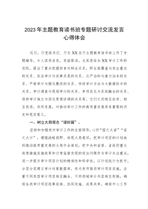 审计局开展2023年主题教育读书班专题研讨交流发言心得体会五篇.docx