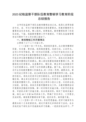 2023纪检监察干部队伍教育整顿学习教育阶段总结报告模板三篇.docx